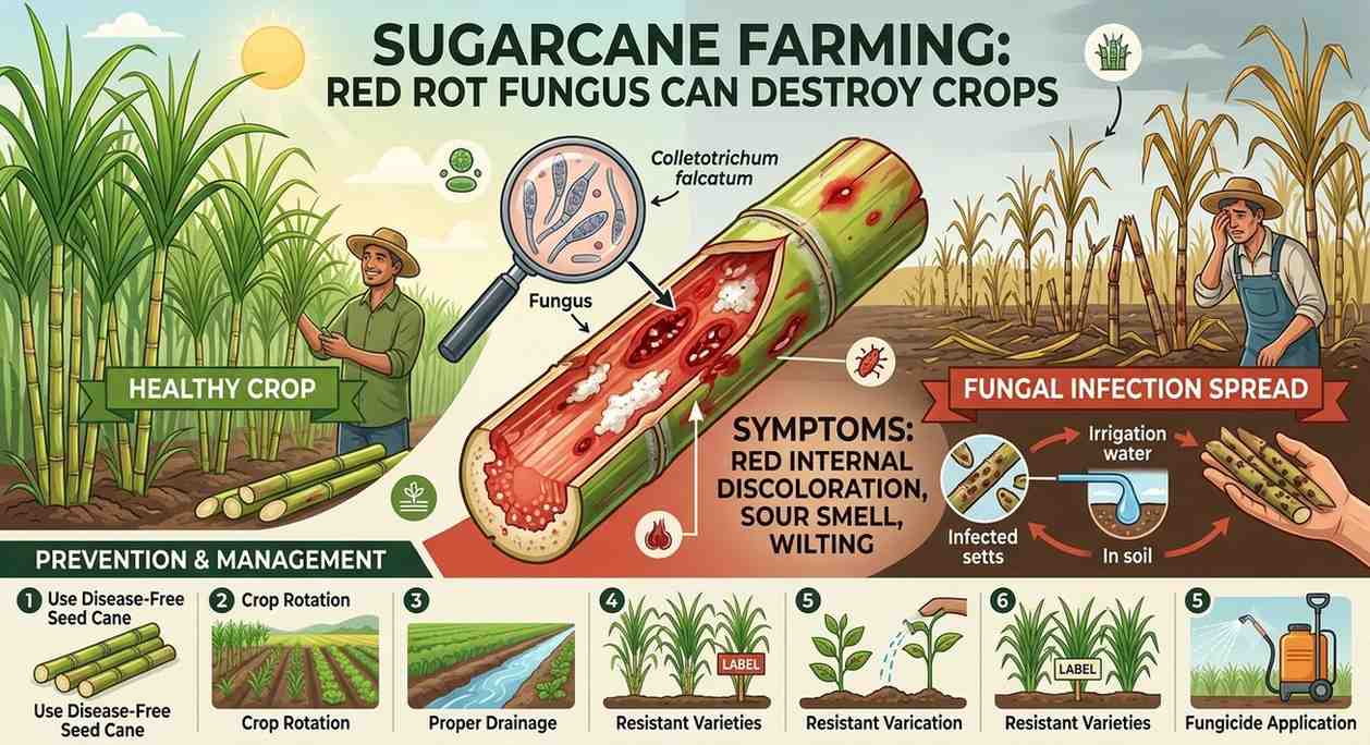 Sugarcane Farming: Red Rot Fungus Can Destroy Crops During the Rainy Season—Experts Reveal the Most Effective Prevention and Treatment 1 Sugarcane Farming