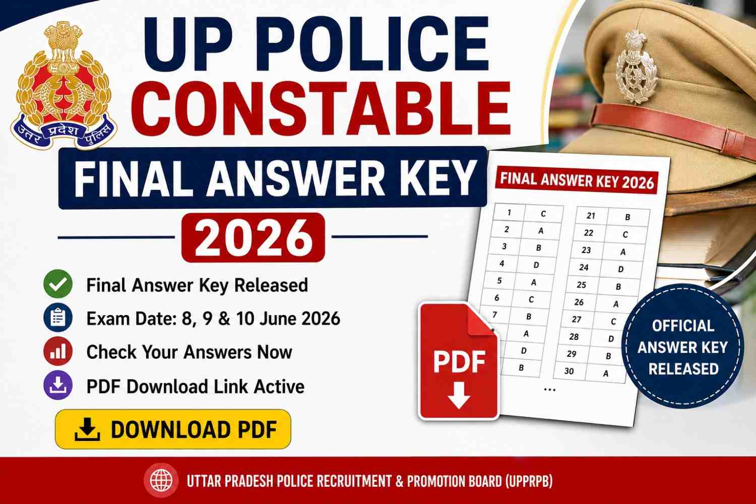 UP Police Constable Final Answer Key 2026