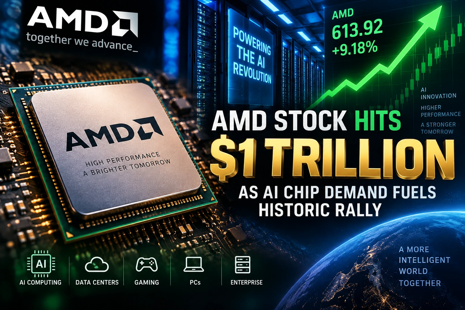 AMD Stock Hits $1 Trillion as AI Chip Demand Fuels Historic Rally 1 AMD Stock Hits $1 Trillion as AI Chip Demand Fuels Historic Rally
